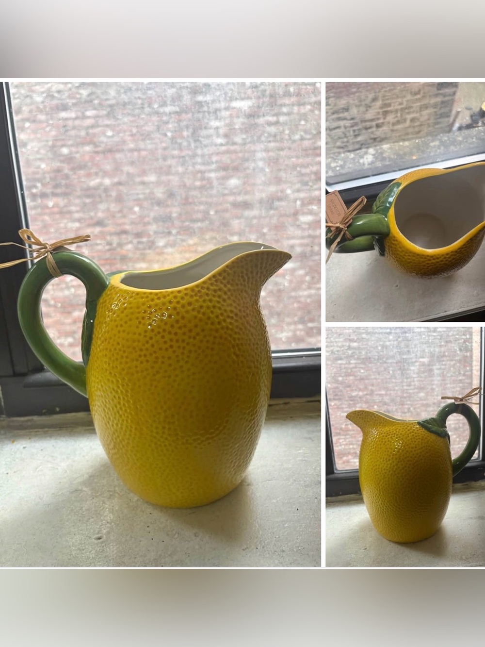 Ceramic Lemon-Shaped Pitcher - Yellow